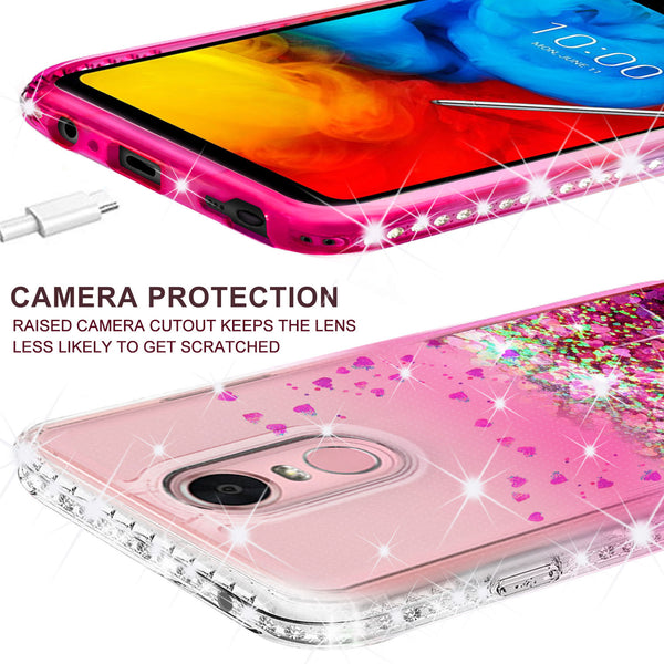 clear liquid phone case for lg stylo 4 - hot pink - www.coverlabusa.com 