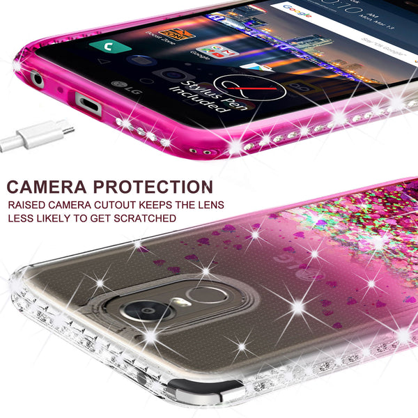 clear liquid phone case for lg stylus 3 - hot pink - www.coverlabusa.com 
