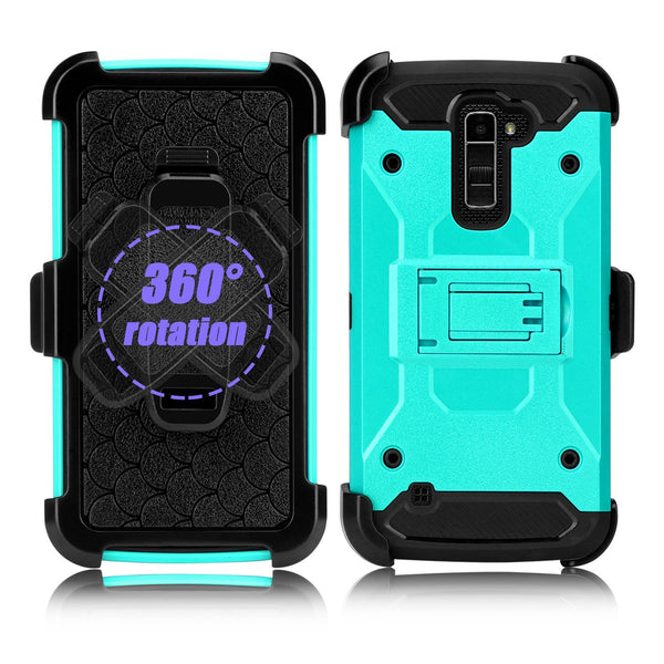 LG K10 / LG Premier LTE Case, Hybrid Holster Protector Case [Kickstand]Belt Clip - Teal, WWW.COVERLABUSA.COM