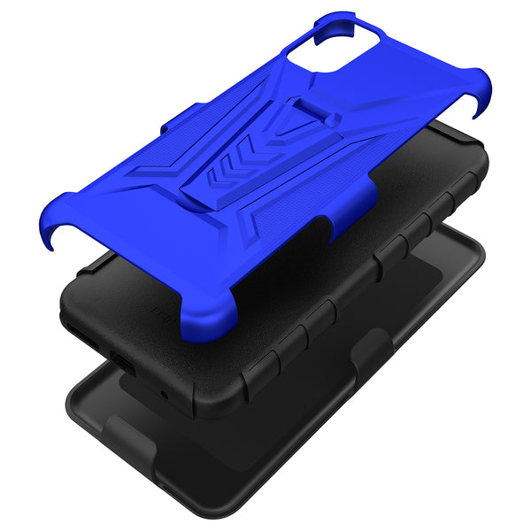 holster kickstand hyhrid phone case for t - moblie revvl v - blue - www.coverlabusa.com