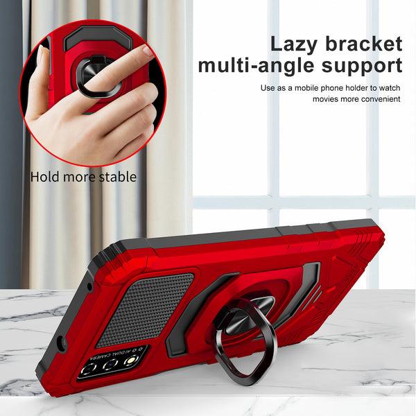 ring car mount kickstand hyhrid phone case for t - moblie revvl v - red - www.coverlabusa.com