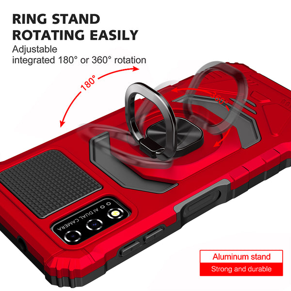 ring car mount kickstand hyhrid phone case for t - moblie revvl v - red - www.coverlabusa.com