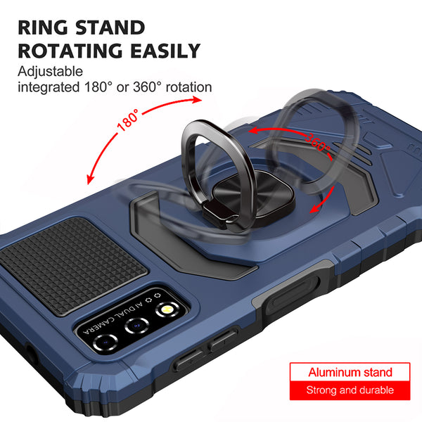 ring car mount kickstand hyhrid phone case for t - moblie revvl v - blue- www.coverlabusa.com