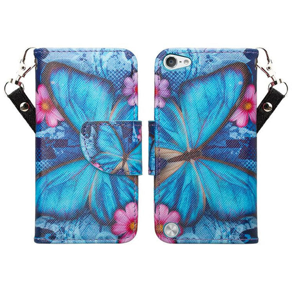 iPod Touch 5 / Ipod Touch 6 Wallet Case, - Blue Butterfly www.coverlabusa.com