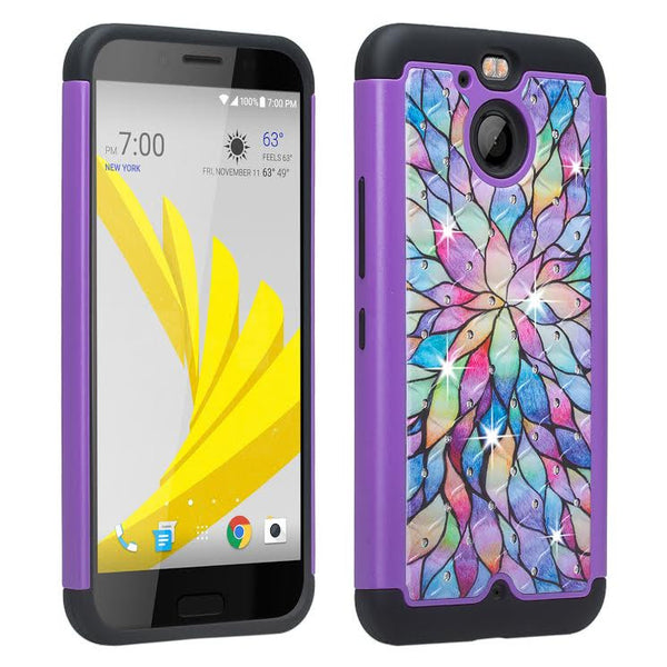 HTC Bolt Case, Diamond Hybrid Protective Cover - Rainbow Flower www.coverlabusa.com