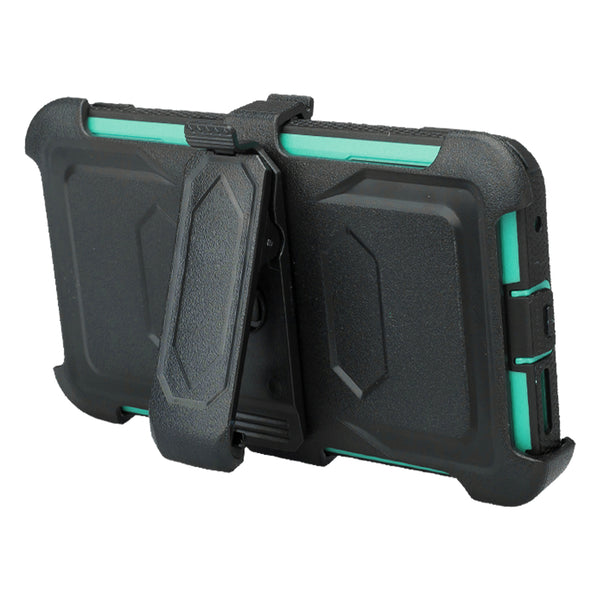 ZTE Blade X Case, ZTE Z965 Case, Triple Protection 3-1 w/ Built in Screen Protector Heavy Duty Holster Shell Combo Case Cover - Teal