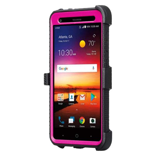 ZTE Blade X Case, ZTE Z965 Case, Triple Protection 3-1 w/ Built in Screen Protector Heavy Duty Holster Shell Combo Case Cover - Purple