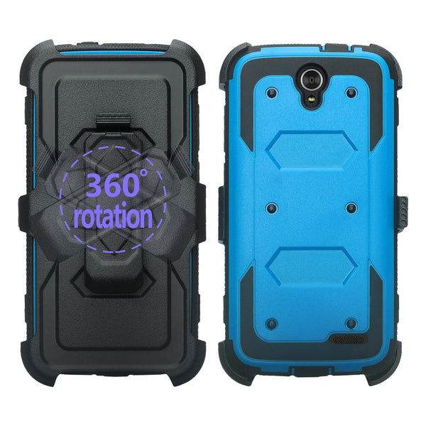 zte grand x3 holster case built in screen protector - blue - www.coverlabusa.com