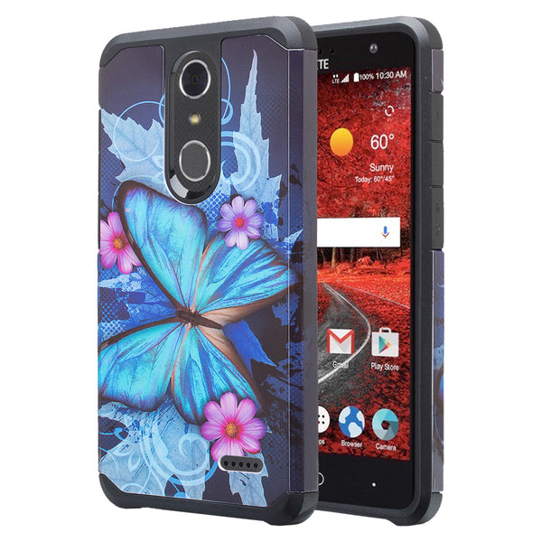 ZTE Grand X4, Blade Spark Z971 Case - Blue Butterfly - www.coverlabusa.com