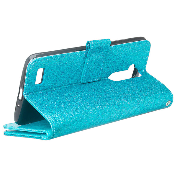 ZTE Max XL/ZTE Blade Max 3 Case/ZTE Zmax Pro 2 Glitter Wallet Case - Teal - www.coverlabusa.com