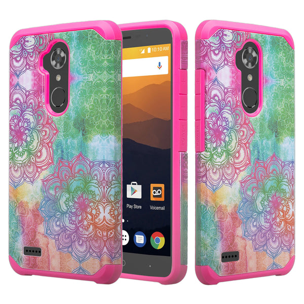 zte max xl hybrid case - teal flower - www.coverlabusa.com