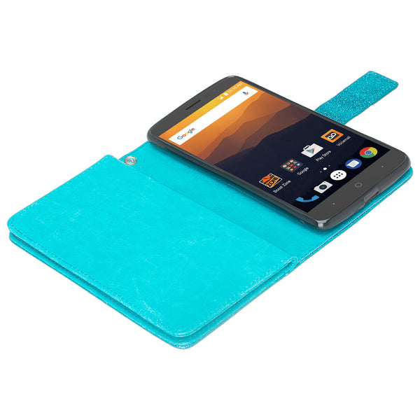 ZTE Max XL/ZTE Blade Max 3 Case/ZTE Zmax Pro 2 Glitter Wallet Case - Silver - www.coverlabusa.com