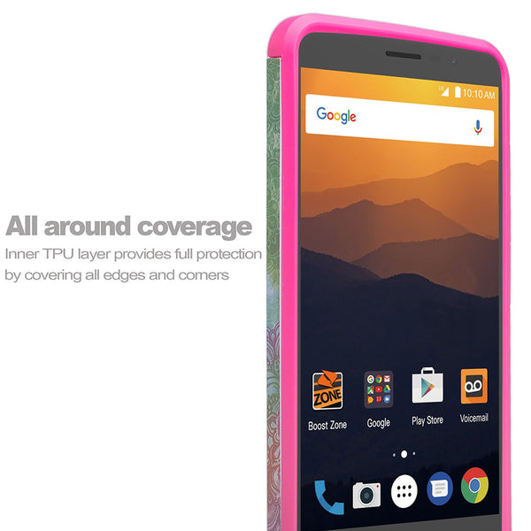 zte max xl hybrid case - teal flower - www.coverlabusa.com