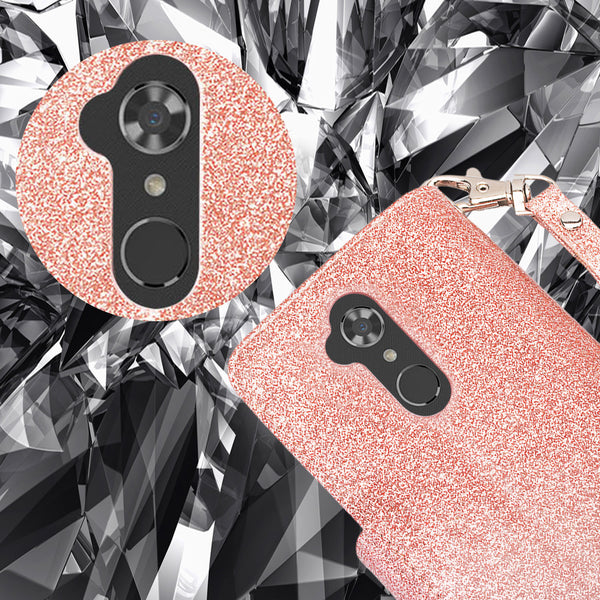 ZTE Max XL/ZTE Blade Max 3 Case/ZTE Zmax Pro 2 Glitter Wallet Case - Rose Gold - www.coverlabusa.com