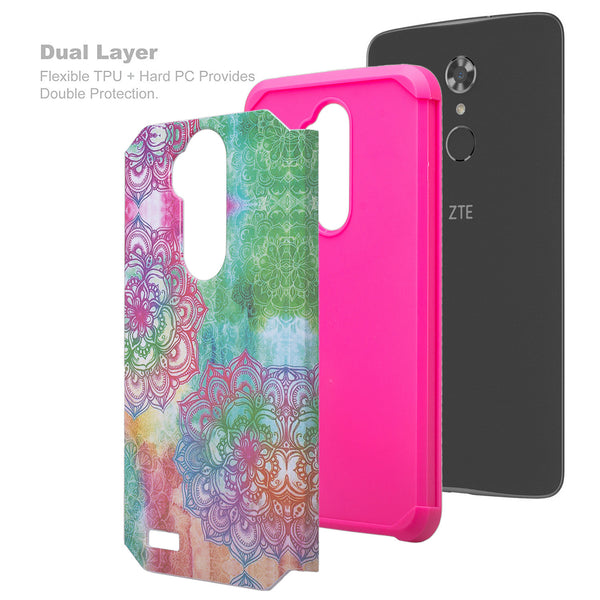 zte max xl hybrid case - teal flower - www.coverlabusa.com