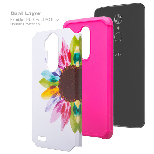 zte max xl hybrid case - vivid sunflower - www.coverlabusa.com