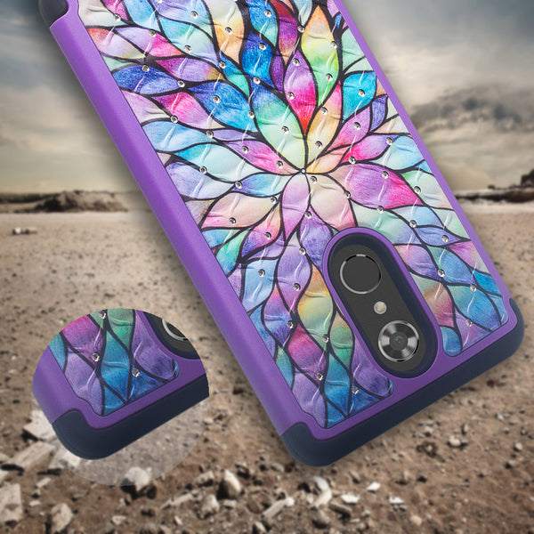 zte max xl case crystal rhinestone - rainbow flower - www.coverlabusa.com