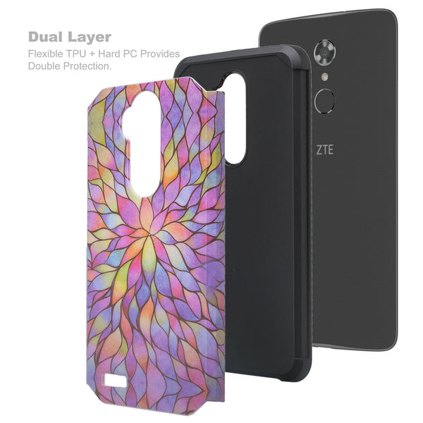 zte max xl hybrid case - rainbow flower - www.coverlabusa.com