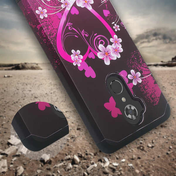 zte max xl hybrid case - heart butterflies - www.coverlabusa.com