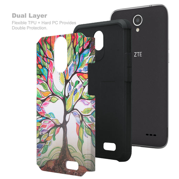 ZTE Prestige, Sonata 3, Avid Trio, Avid Plus, Chapel Hybrid Dual Layer Case - Vibrant Tree - www.coverlabusa.com