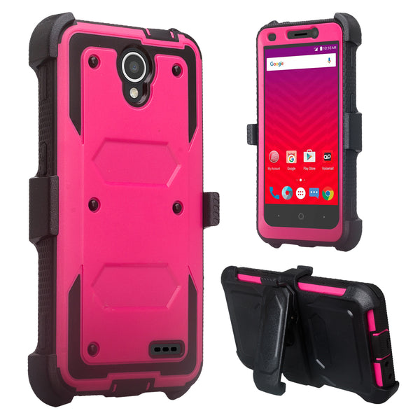 ZTE Prestige | ZTE Sonata 3 | ZTE Avid Plus | ZTE Avid Trio  holster case built in screen protector - hot pink - www.coverlabusa.com