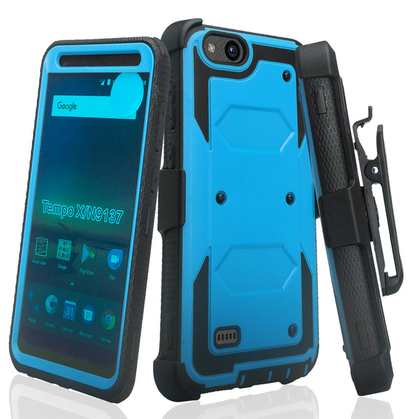ZTE Tempo X | N9137 | ZTE Blade Vantage Holster Case with Screen Protector - blue - www.coverlabusa.com