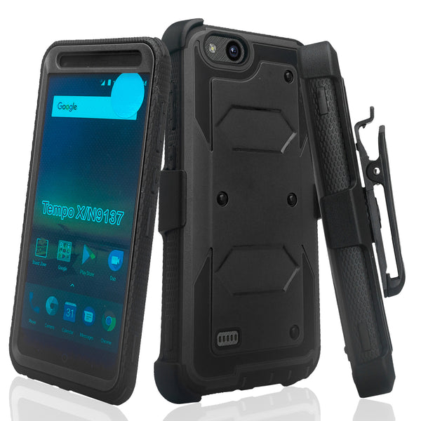ZTE Tempo X | N9137 | ZTE Blade Vantage Holster Case with Screen Protector - black - www.coverlabusa.com
