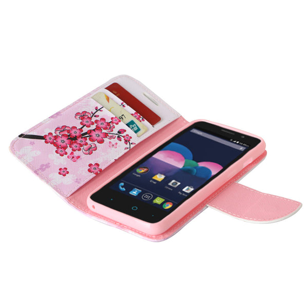 ZTE Obsidian leather wallet case - cherry blossom - www.coverlabusa.com