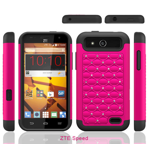 ZTE Speed Rhinestone Case - hot pink/black - www.coverlabusa.com