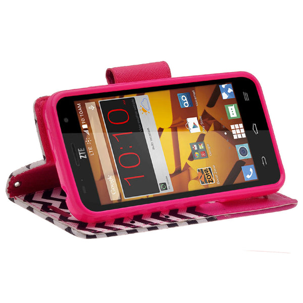 ZTE Speed leather wallet case - hot pink anchor - www.coverlabusa.com
