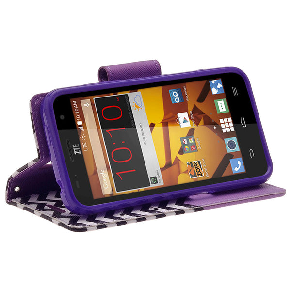 ZTE Speed leather wallet case - purple anchor - www.coverlabusa.com