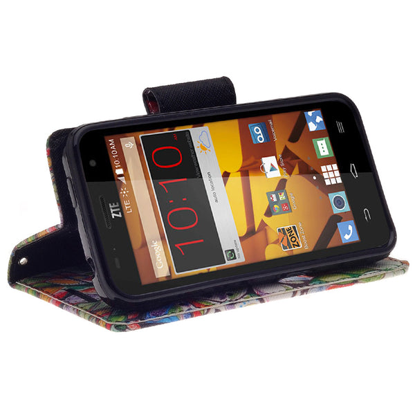 ZTE Speed leather wallet case - colorful tree - www.coverlabusa.com