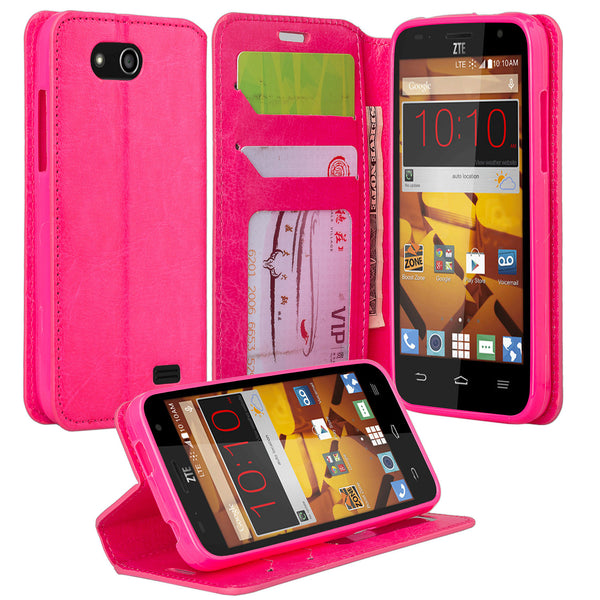 ZTE Speed leather wallet case - hot pink - www.coverlabusa.com