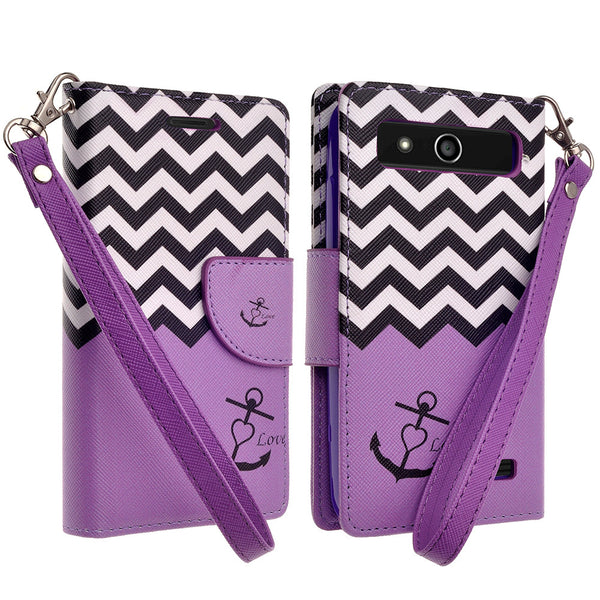 ZTE Speed leather wallet case - purple anchor - www.coverlabusa.com