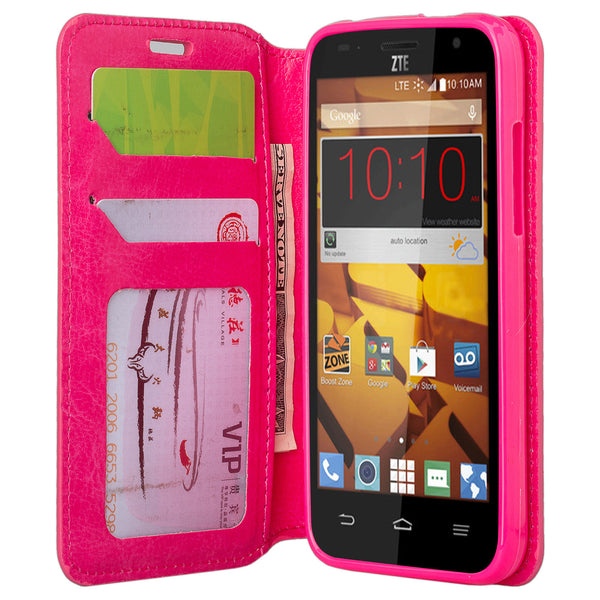 ZTE Speed leather wallet case - hot pink - www.coverlabusa.com