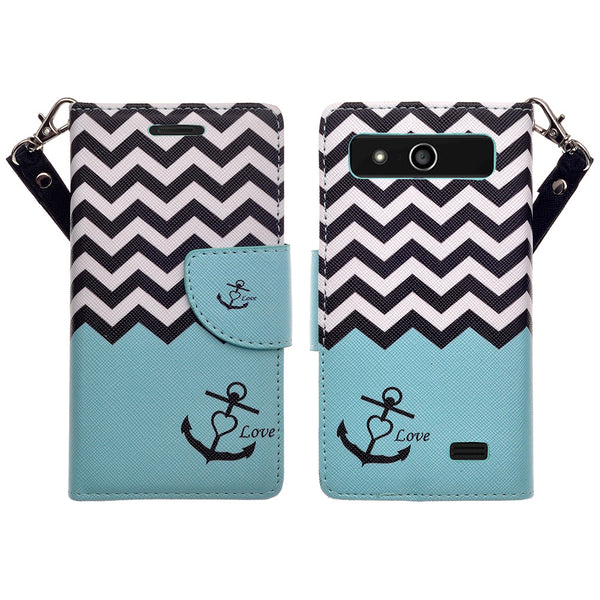 ZTE Speed leather wallet case - teal anchor - www.coverlabusa.com