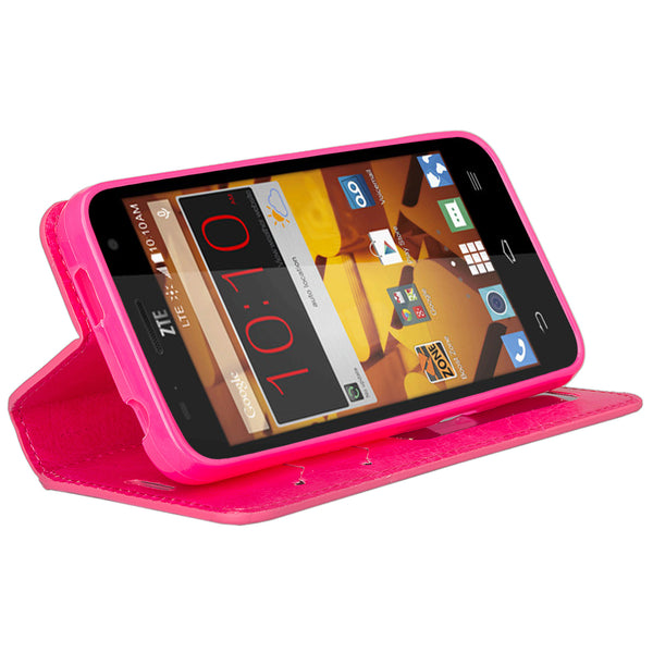 ZTE Speed leather wallet case - hot pink - www.coverlabusa.com