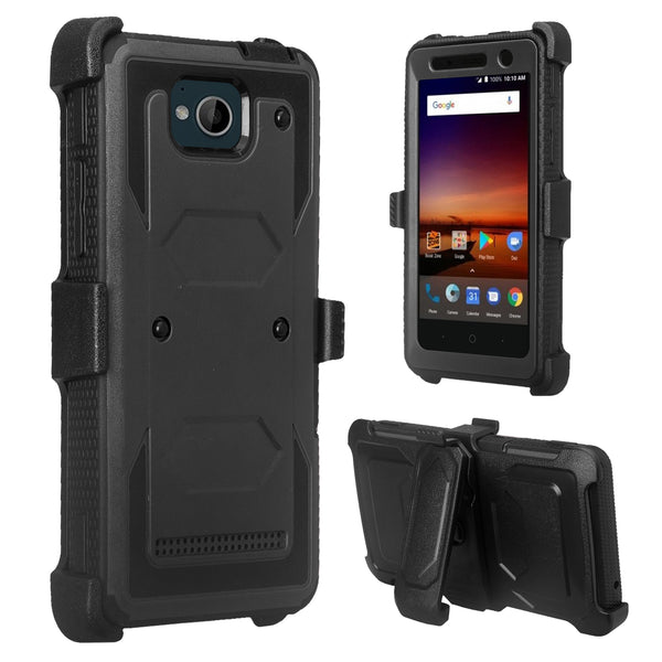 zte tempo heavy duty holster case - black - www.coverlabusa.com