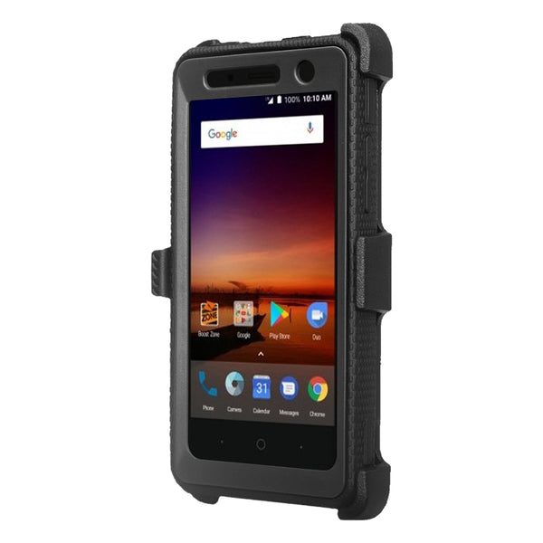 zte tempo heavy duty holster case - black - www.coverlabusa.com