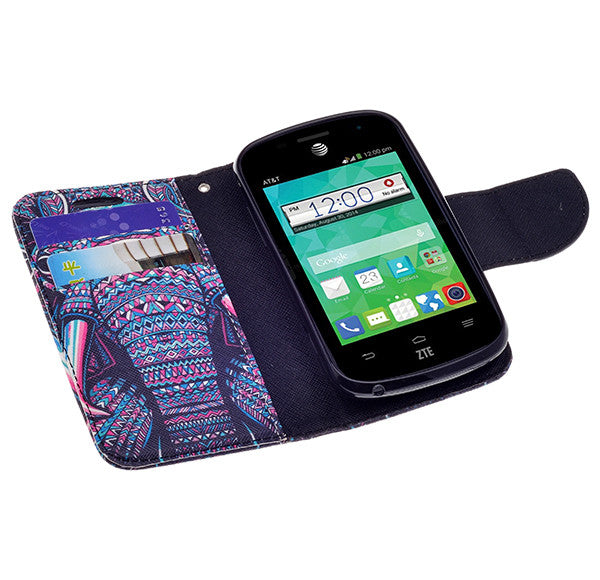 zte z667 cover, zte z667 wallet case - tribal elephant - www.coverlabusa.com