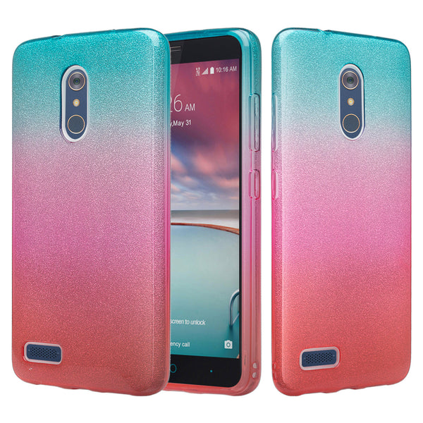 zte zmax pro, grand x max 2, imperial max, max duo lte glitter case - teal - www.coverlabusa.com