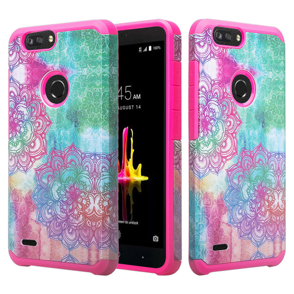 zte sequoia hybrid case - teal flower - www.coverlabusa.com