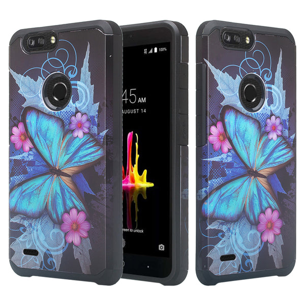 zte sequoia hybrid case - blue butterfly - www.coverlabusa.com