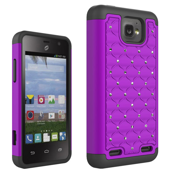 ZTE Zephyr Rhinestone Case - purple/black - www.coverlabusa.com