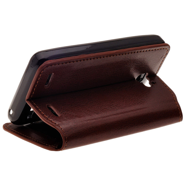 ZTE Zephyr leather wallet case - brown- www.coverlabusa.com