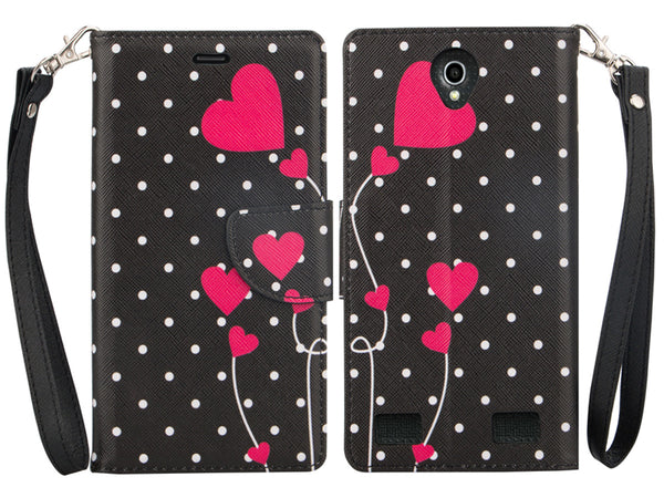 zte zmax 2 leather wallet case - polka dot hearts - www.coverlabusa.com