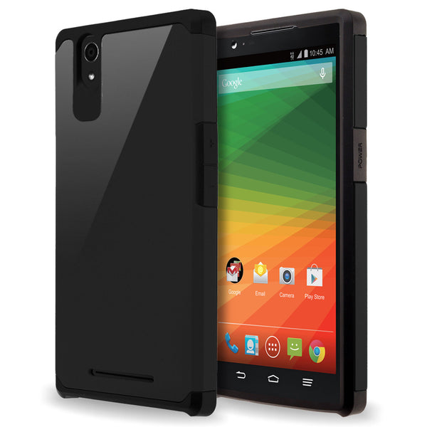 ZTE Zmax Case , ZTE Zmax  Slim Hybrid Dual Layer Case - Black/Black - www.coverlabusa.com