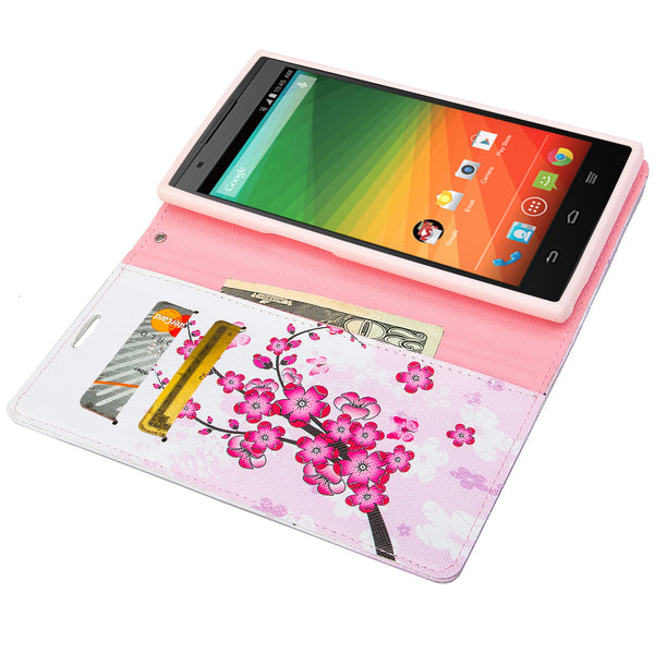 ZTE ZMAX leather wallet case - cherry blossom - www.coverlabusa.com