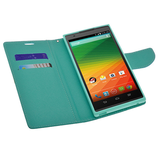 ZTE ZMAX leather wallet case - teal - www.coverlabusa.com