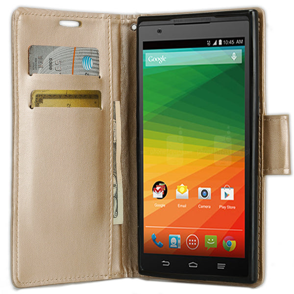 ZTE ZMAX leather wallet case - rose gold - www.coverlabusa.com